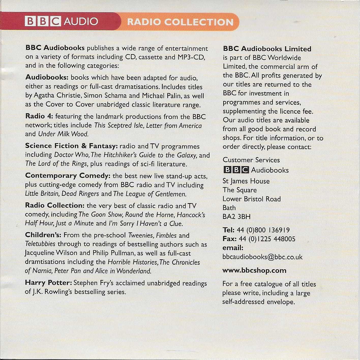 Middle of cover of ISBN 0-563-52466-9